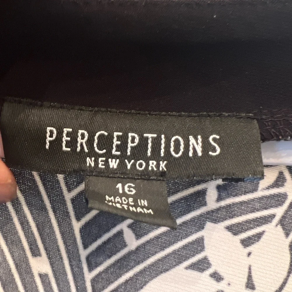 Perceptions New York casual Plus Size 16 Dress sleeveless black and white - Picture 3 of 4